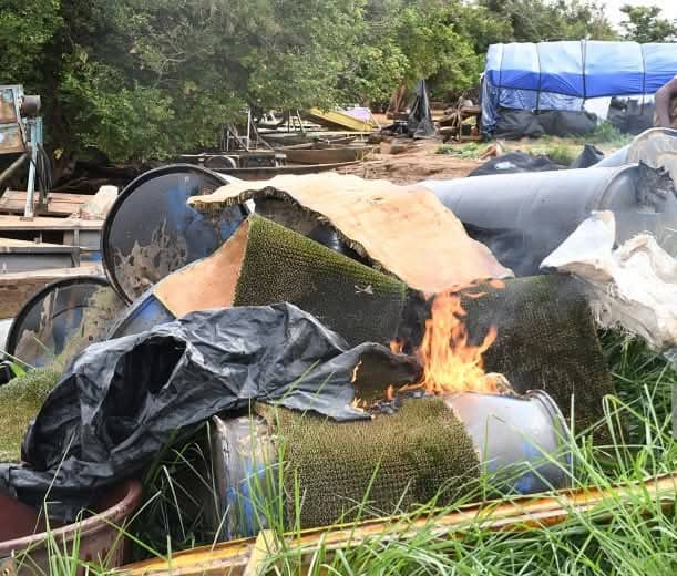 Protection de l’environnement : Le Groupement Tactique d’Intervention «  TAMA »détruit 206 dragues et 6 gros moulins détruits 