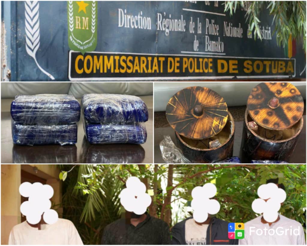 Coup de filet à Sotuba : quatre présumés trafiquants internationaux de drogue écroués par la Police